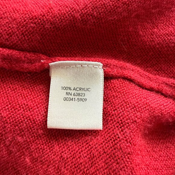 Christopher & Banks red long sleeve v-neck stretchy embellished sweater size L - Picture 7 of 8